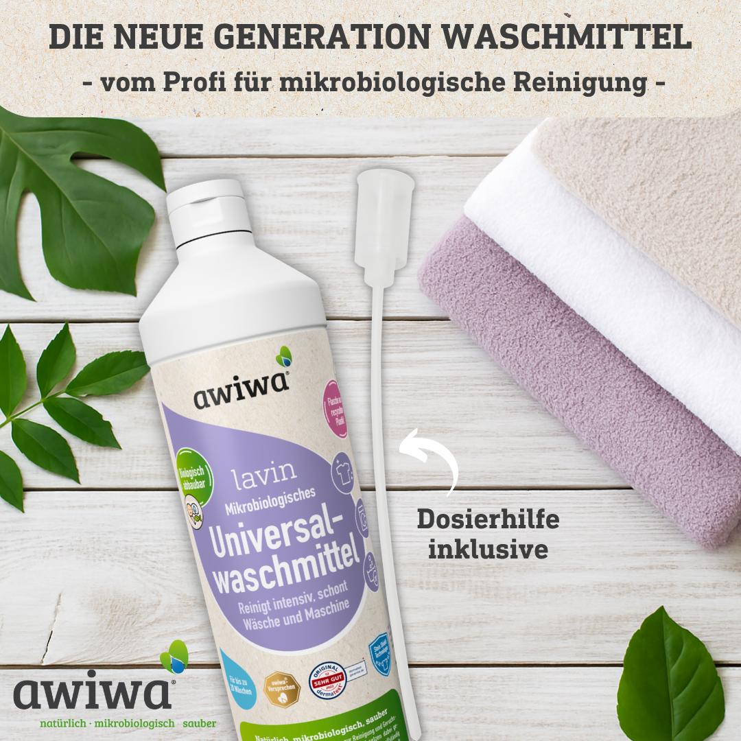 awiwa® lavin - mikrobiologisches Universalwaschmittel (flüssig) mit Dosierhilfe