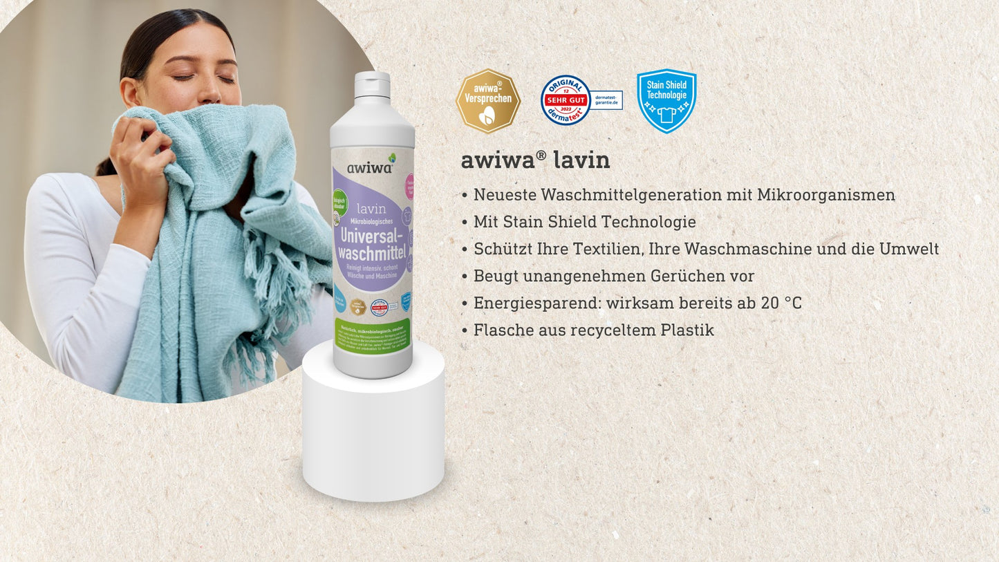 awiwa® lavin - mikrobiologisches Universalwaschmittel (flüssig) mit Dosierhilfe